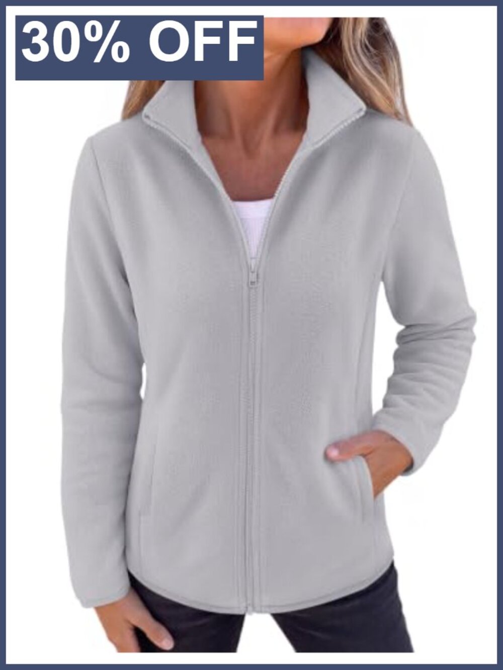Womens Lightweight Fleece Zip Up Jacket Stand Collar Fall Winter Coat